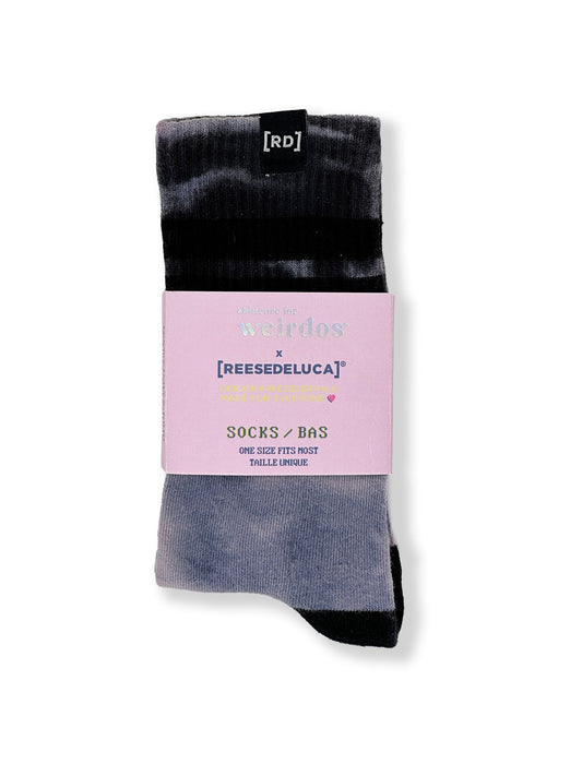 Striped Calf Socks - Black Grey - Skincare for Weirdos