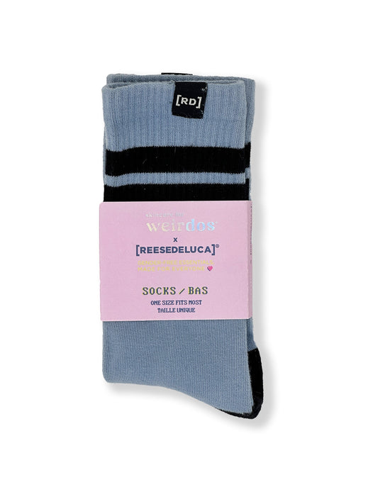 Striped Calf Socks - Cloudy Blue - Skincare for Weirdos