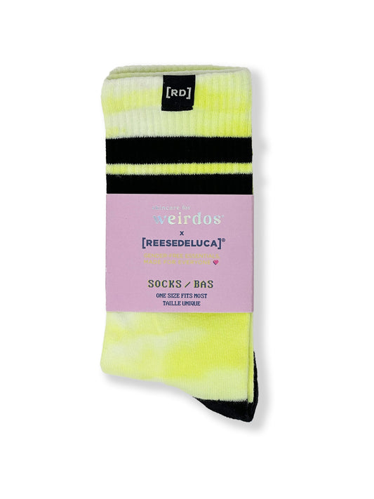 Striped Calf Socks - Fluo Yellow - Skincare for Weirdos