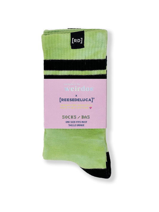 Striped Calf Socks - Green - Skincare for Weirdos
