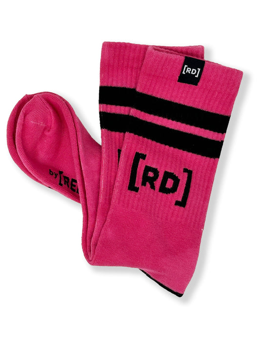 Striped Calf Socks - Hot Pink - Skincare for Weirdos