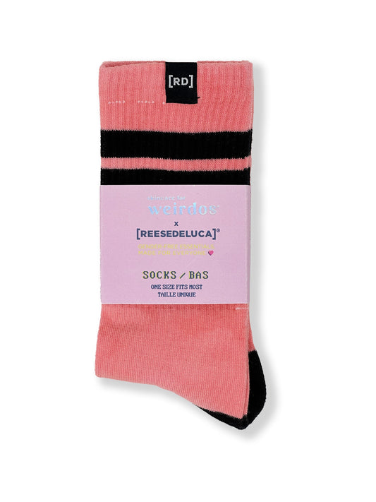 Striped Calf Socks - Peach - Skincare for Weirdos