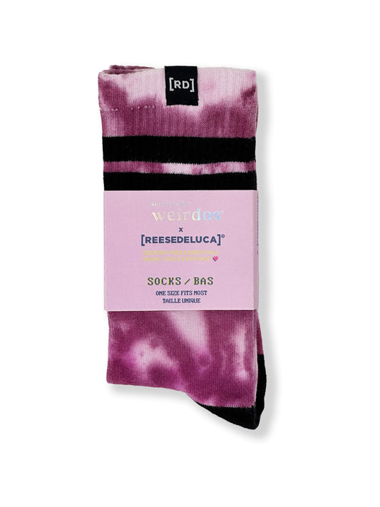 Striped Calf Socks - Purple Tie Dye - Skincare for Weirdos