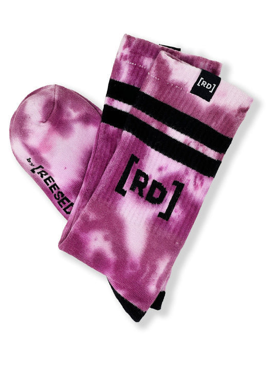 Striped Calf Socks - Purple Tie Dye - Skincare for Weirdos