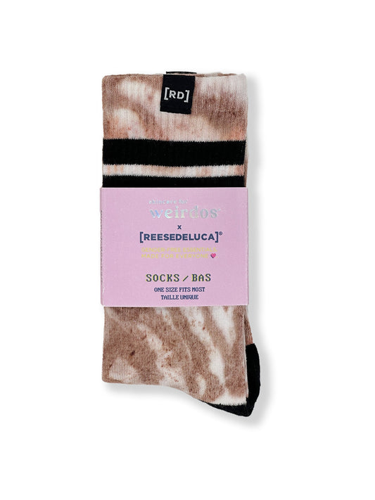 Striped Calf Socks - Taupe - Skincare for Weirdos