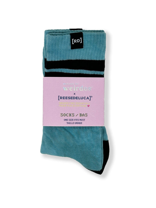 Striped Calf Socks - Teal - Skincare for Weirdos
