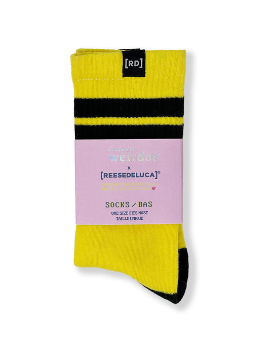 Striped Calf Socks - Yellow - Skincare for Weirdos